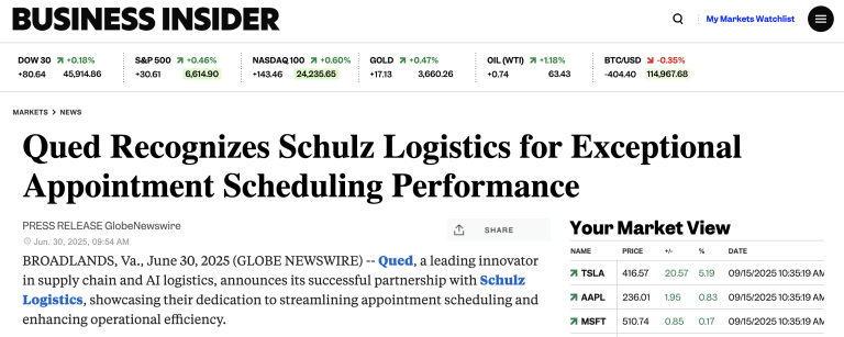 Qued, a leading innovator in supply chain and AI logistics, announces its successful partnership with Schulz Logistics, showcasing their dedication to streamlining appointment scheduling and enhancing operational efficiency.