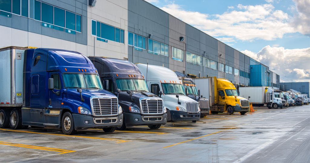 trucks at warehouse